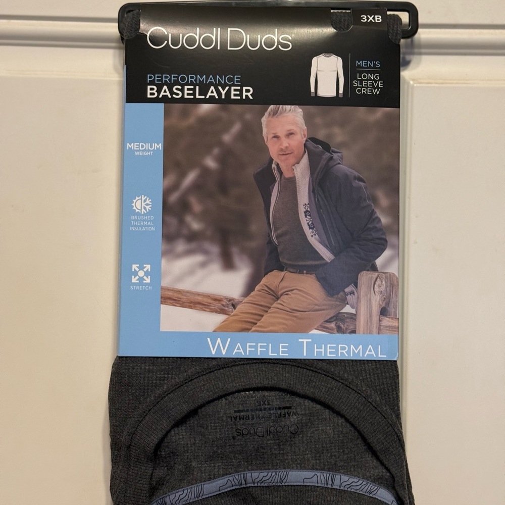 Cuddl Duds Men's Gray Waffle Thermal Baselayer